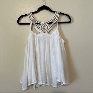 Altar'd State White Flowy Boho Beaded Lined Tank Top